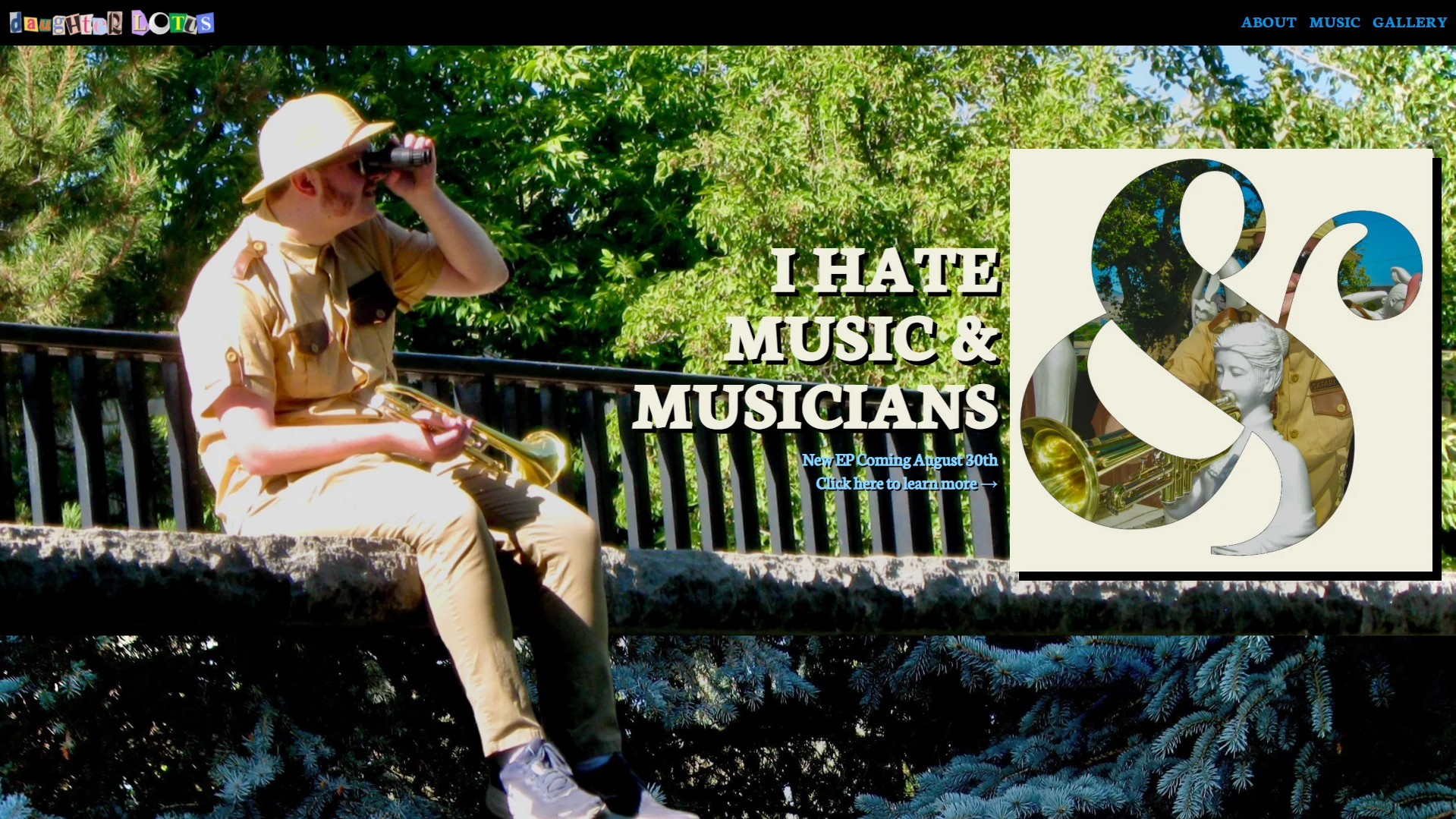 Screenshot of Daughter Lotus's website, daughterlotus.com, taken on August 22nd, 2025.